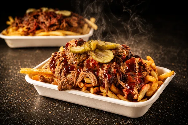 Cheesy bacon fries loaded with toppings