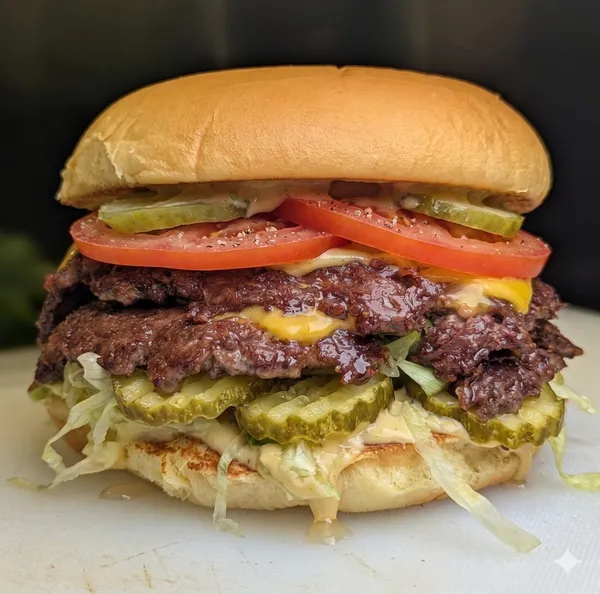 Smash burger with cheese and sauce